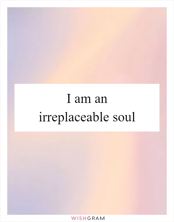 I am an irreplaceable soul