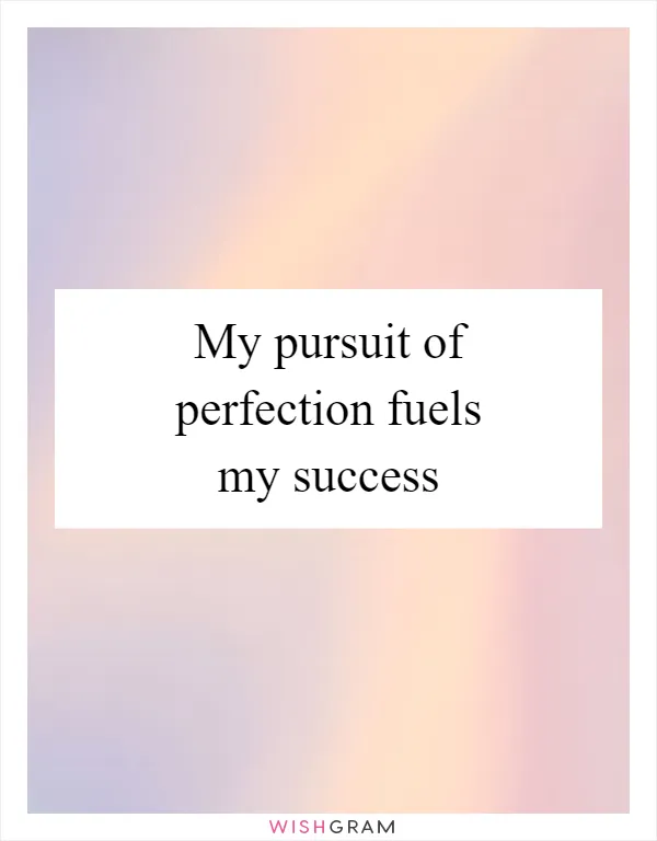 My pursuit of perfection fuels my success
