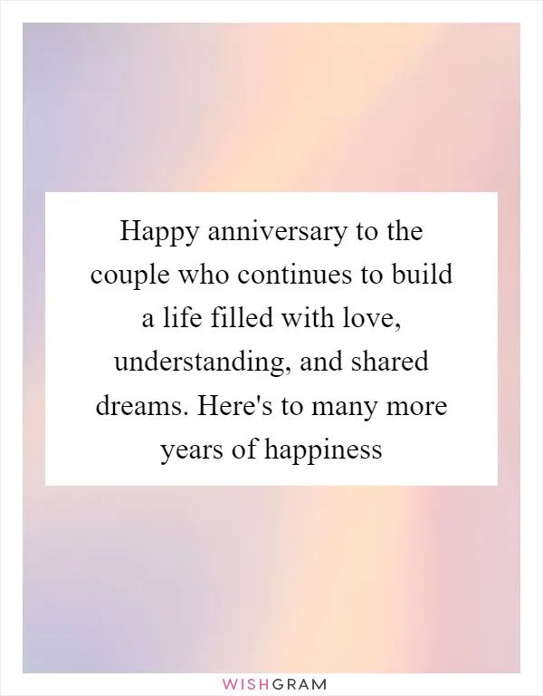 Happy anniversary to the couple who continues to build a life filled with love, understanding, and shared dreams. Here's to many more years of happiness