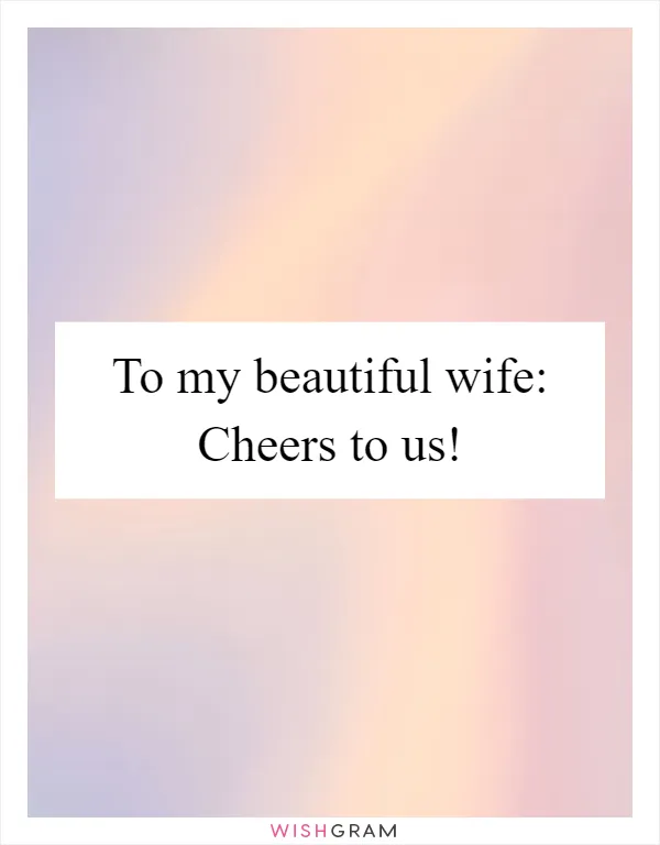 To my beautiful wife: Cheers to us!