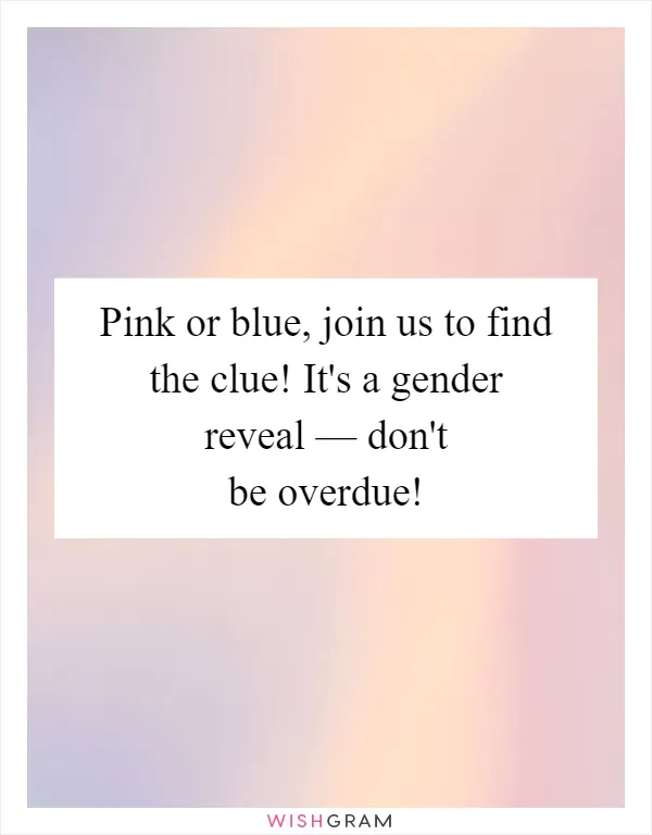 Pink or blue, join us to find the clue! It's a gender reveal — don't be overdue!