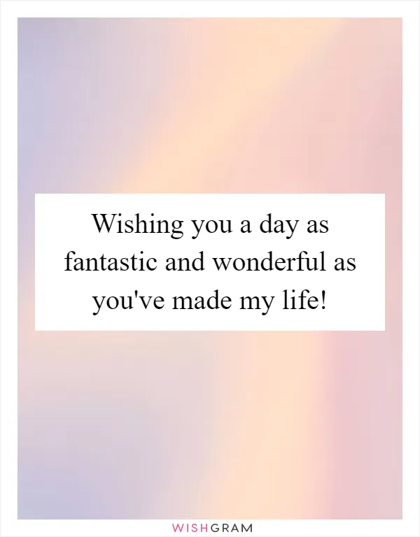 Wishing you a day as fantastic and wonderful as you've made my life!