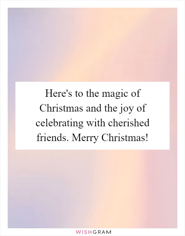 Here's to the magic of Christmas and the joy of celebrating with cherished friends. Merry Christmas!