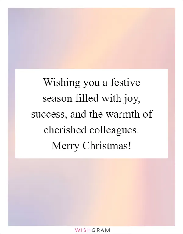 Wishing you a festive season filled with joy, success, and the warmth of cherished colleagues. Merry Christmas!