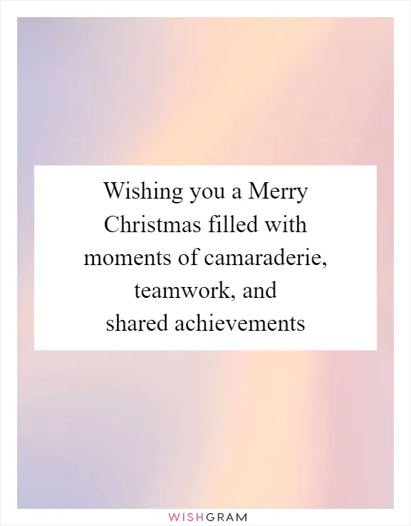 Wishing you a Merry Christmas filled with moments of camaraderie, teamwork, and shared achievements