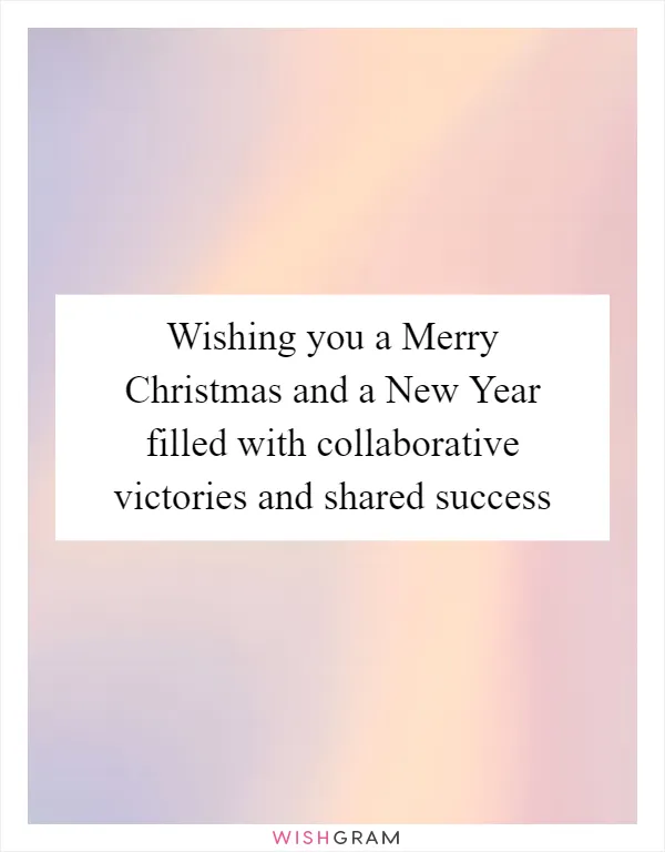 Wishing you a Merry Christmas and a New Year filled with collaborative victories and shared success