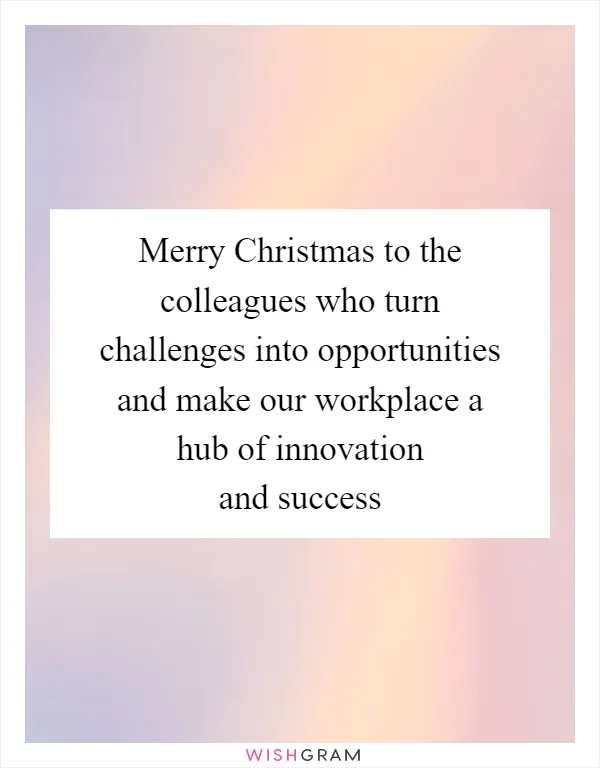 Merry Christmas to the colleagues who turn challenges into opportunities and make our workplace a hub of innovation and success