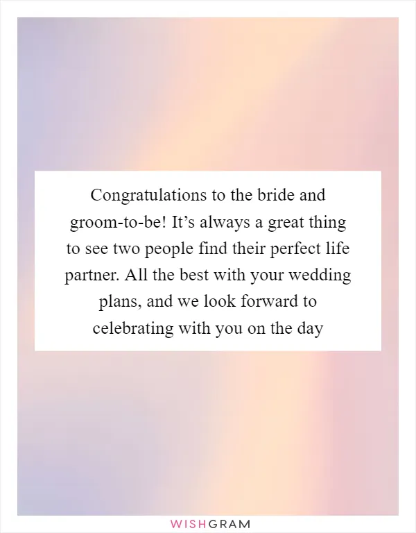 Congratulations to the bride and groom-to-be! It’s always a great thing to see two people find their perfect life partner. All the best with your wedding plans, and we look forward to celebrating with you on the day