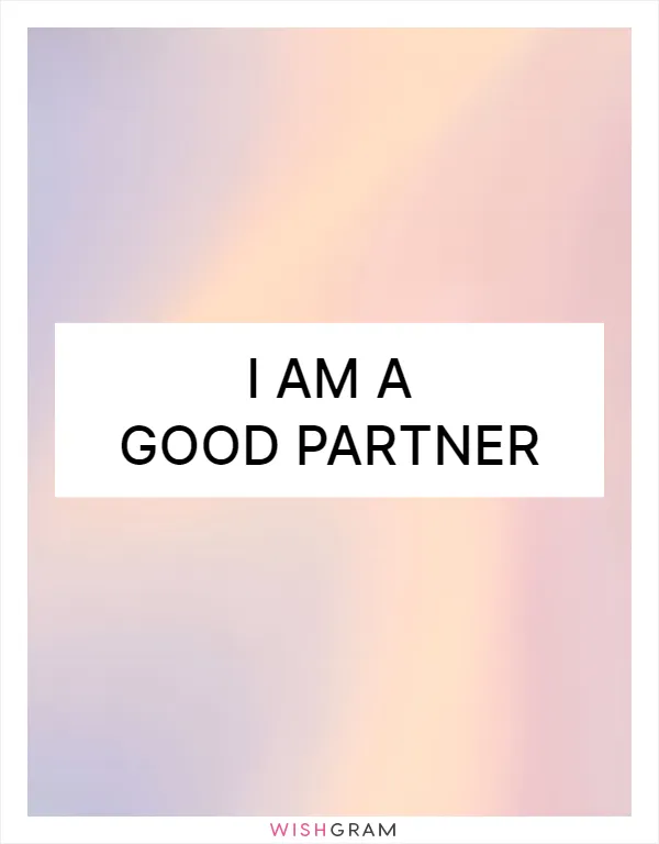 I am a good partner