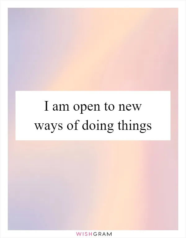 I am open to new ways of doing things