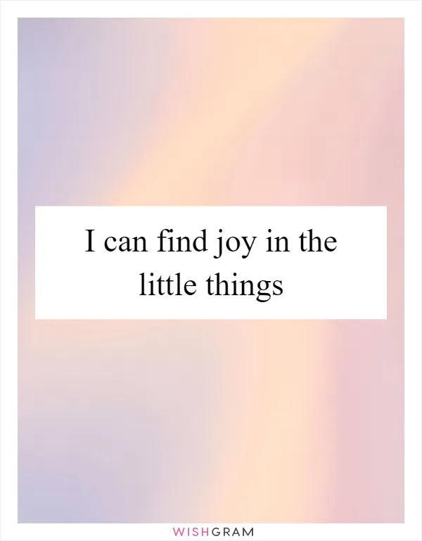 I can find joy in the little things