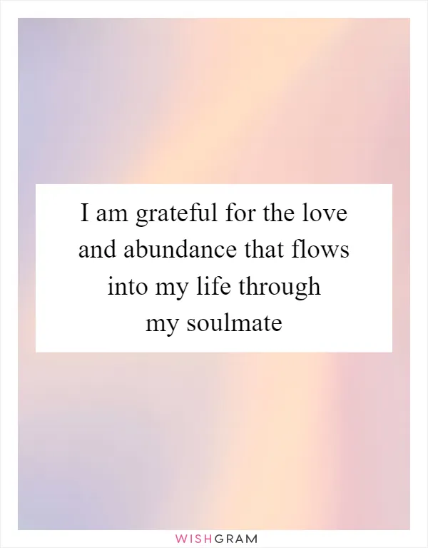 I am grateful for the love and abundance that flows into my life through my soulmate