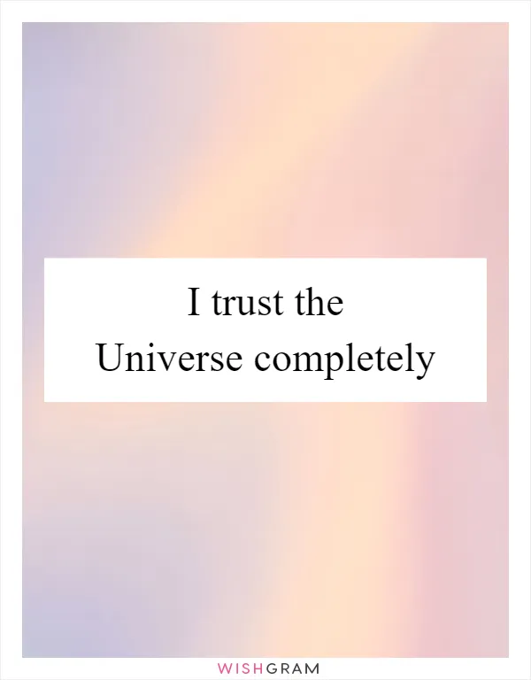 I trust the Universe completely