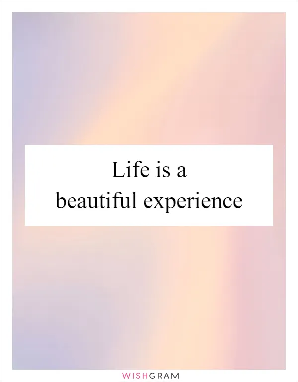 Life is a beautiful experience