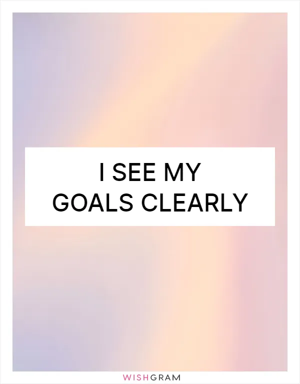 I see my goals clearly