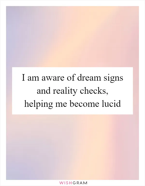 I am aware of dream signs and reality checks, helping me become lucid