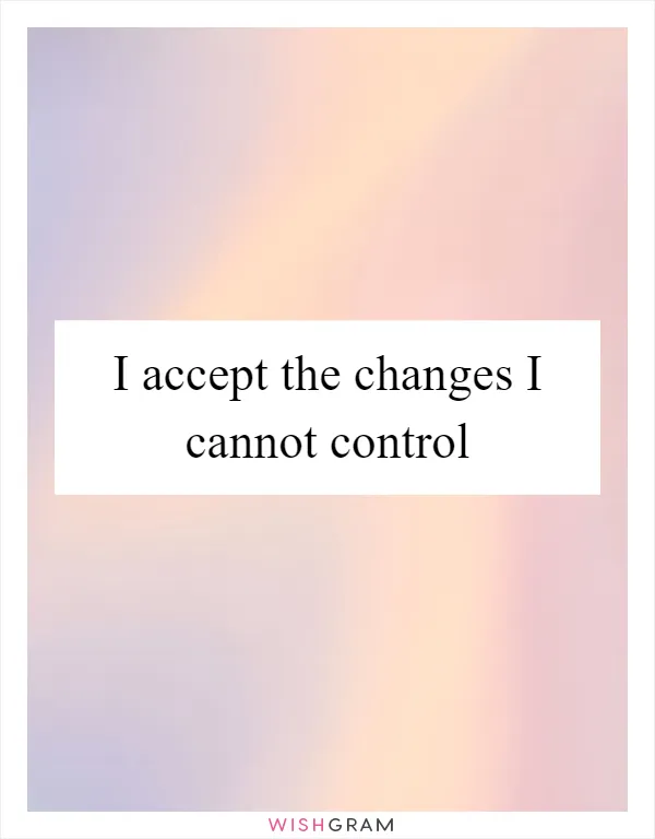 I accept the changes I cannot control