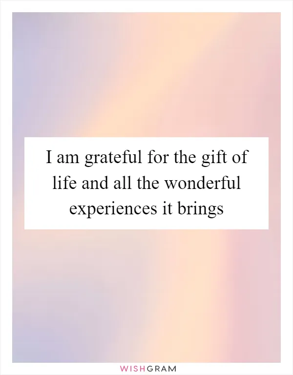 I am grateful for the gift of life and all the wonderful experiences it brings