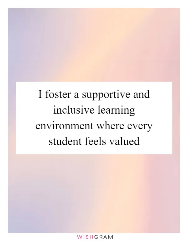I foster a supportive and inclusive learning environment where every student feels valued