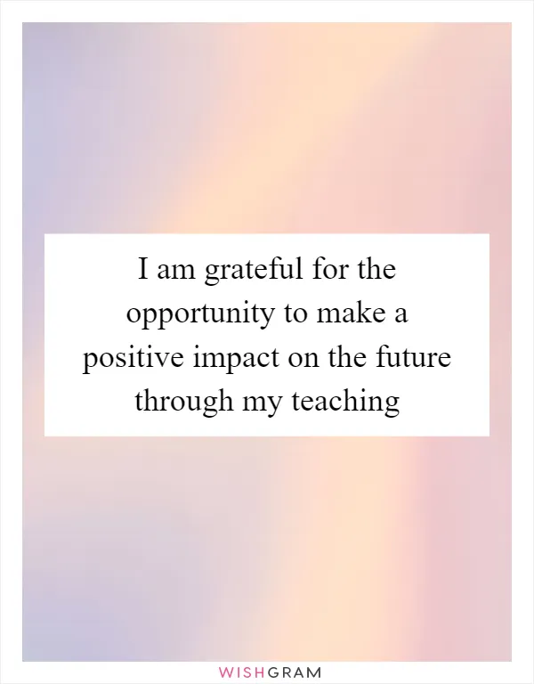 I am grateful for the opportunity to make a positive impact on the future through my teaching