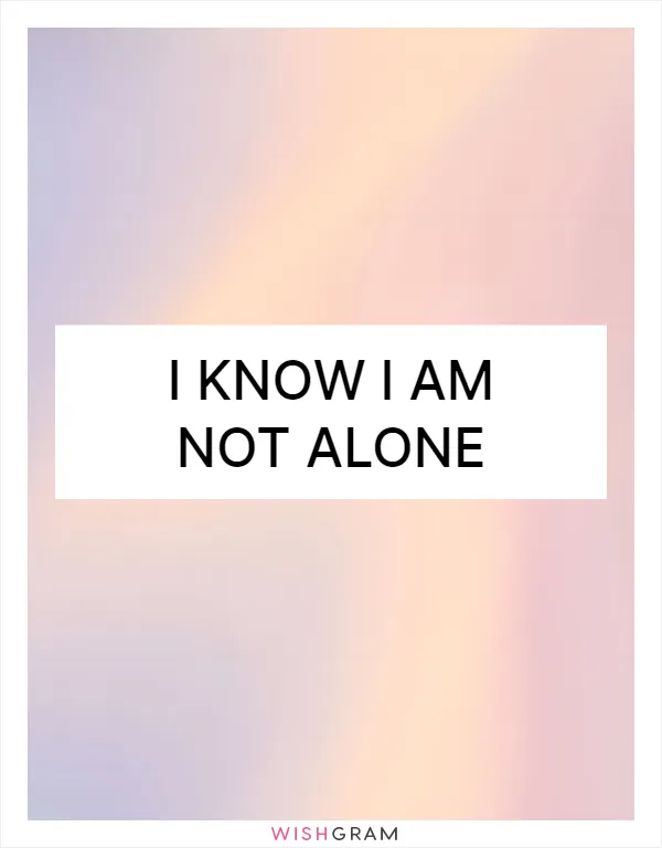 I know I am not alone