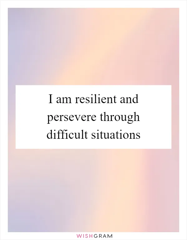 I am resilient and persevere through difficult situations