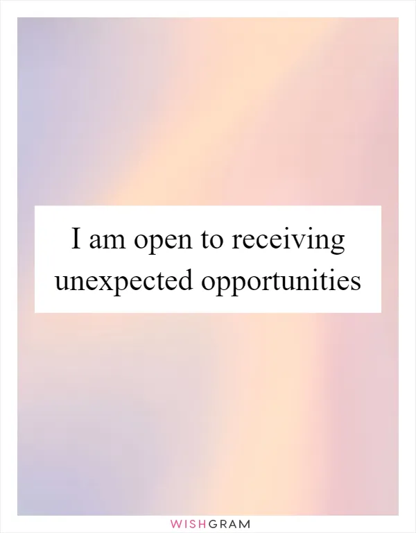 I am open to receiving unexpected opportunities