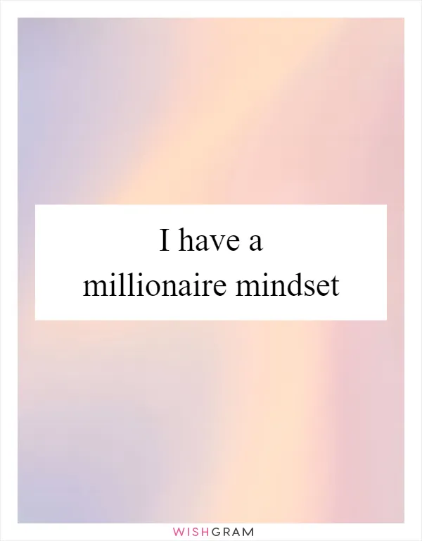 I have a millionaire mindset