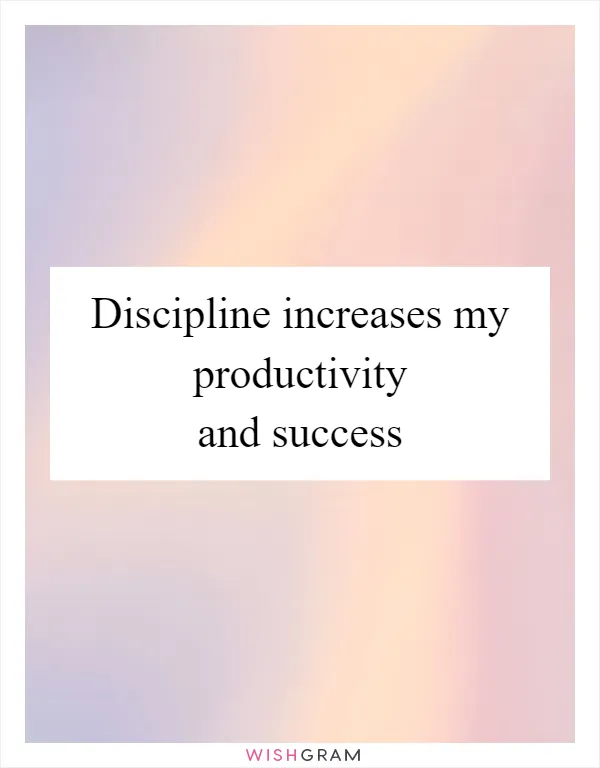 Discipline increases my productivity and success