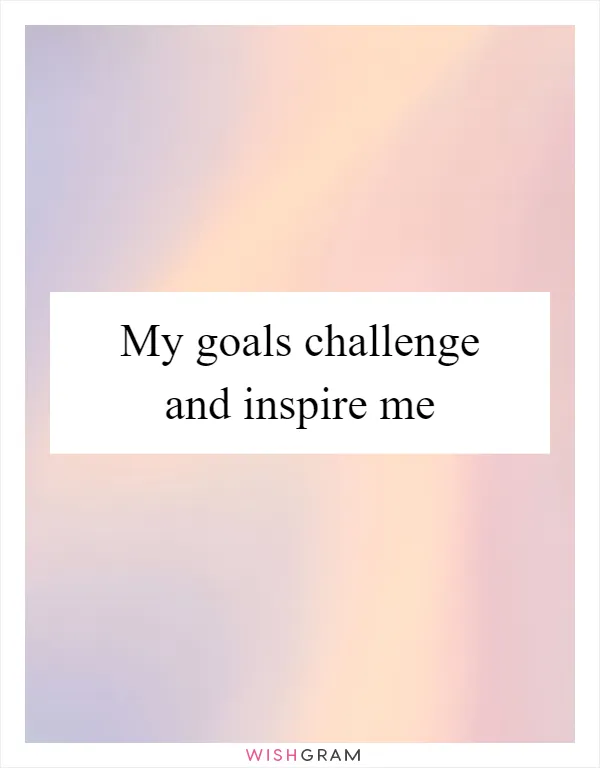 My goals challenge and inspire me