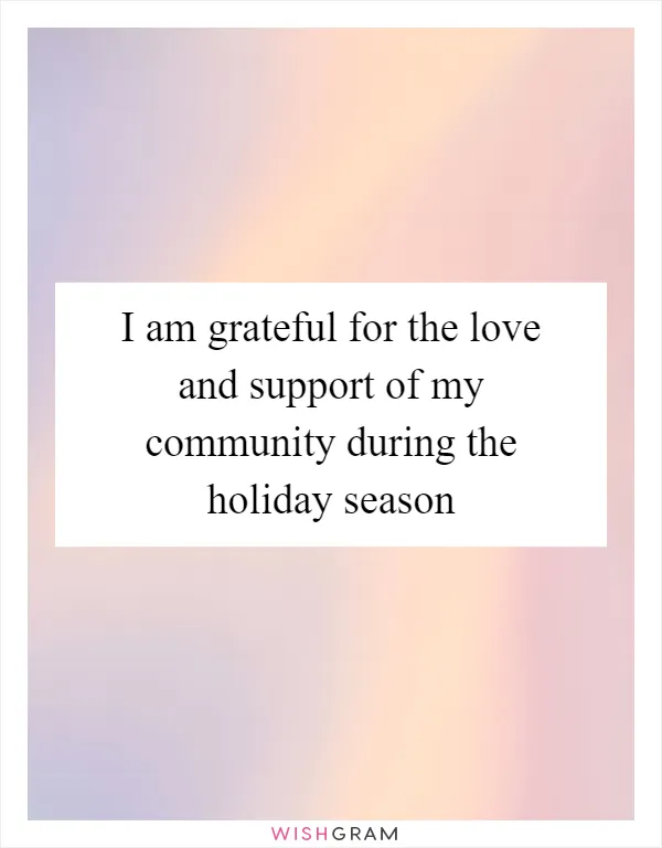 I am grateful for the love and support of my community during the holiday season