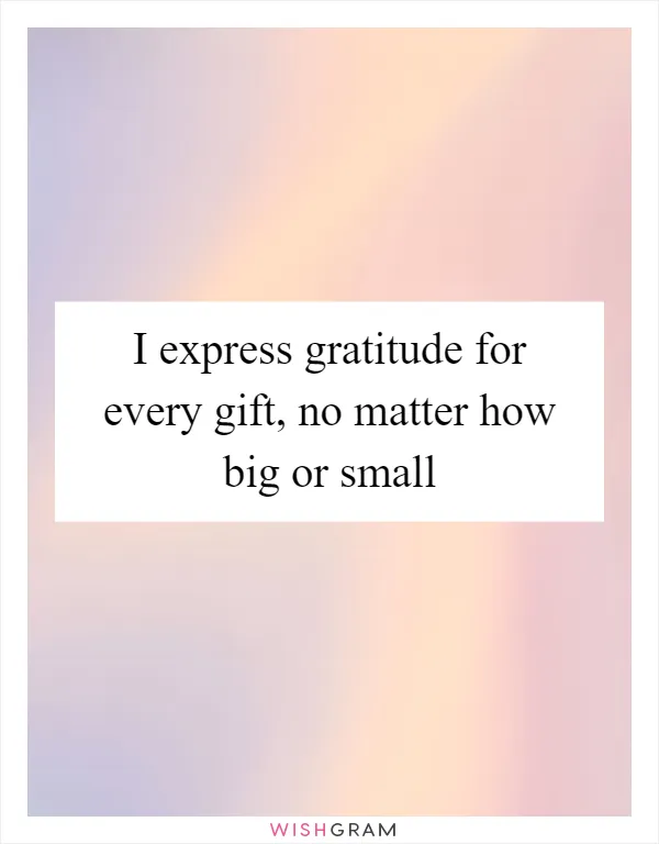I express gratitude for every gift, no matter how big or small