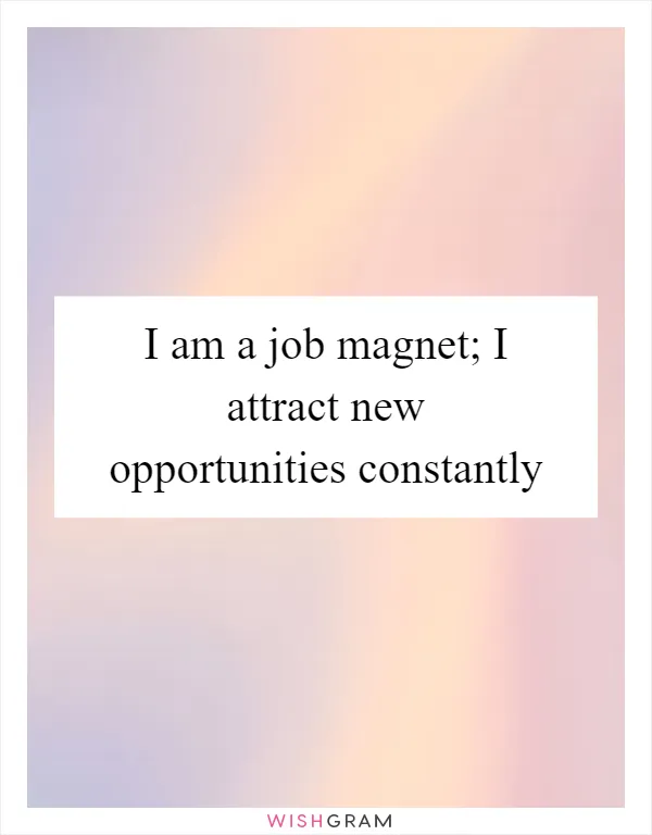 I am a job magnet; I attract new opportunities constantly