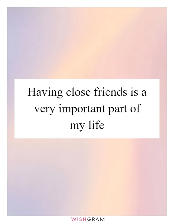 Having close friends is a very important part of my life