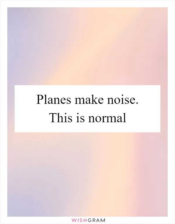 Planes make noise. This is normal