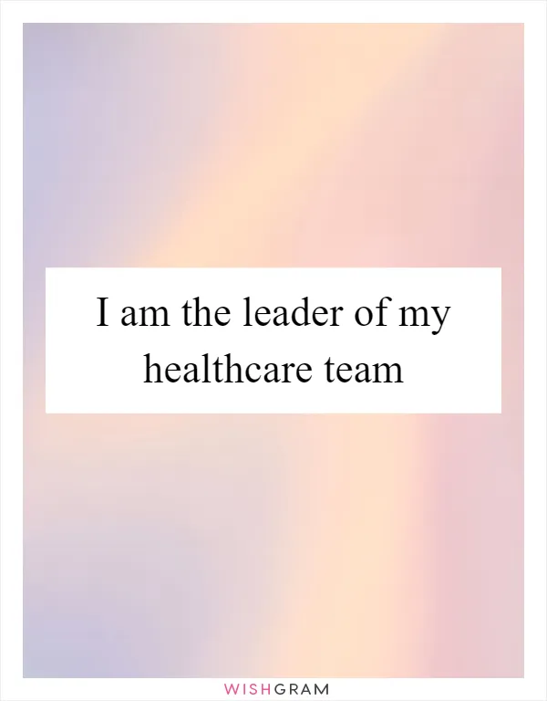 I am the leader of my healthcare team