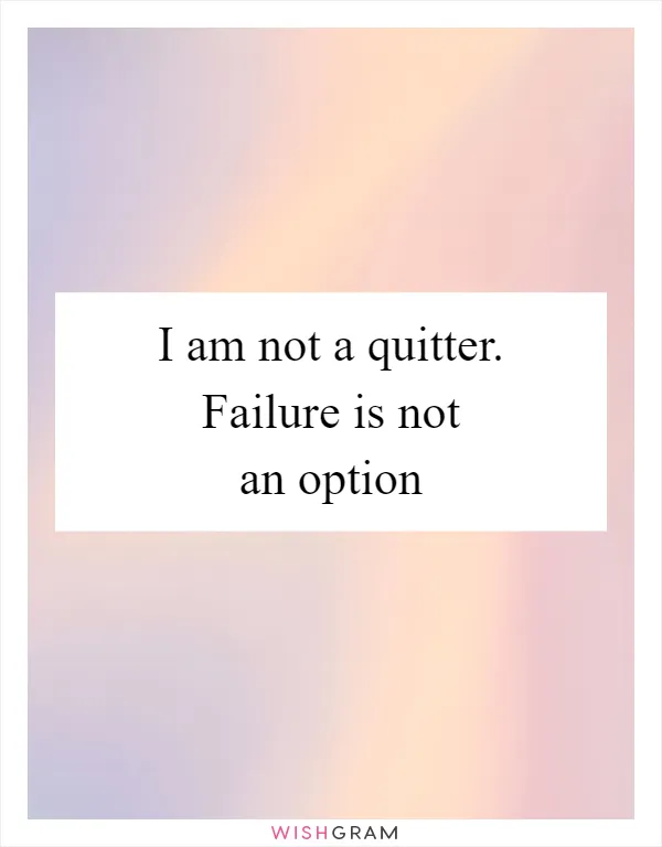 I am not a quitter. Failure is not an option