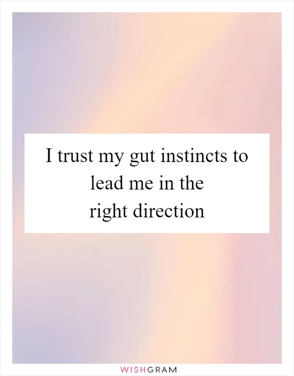 I trust my gut instincts to lead me in the right direction