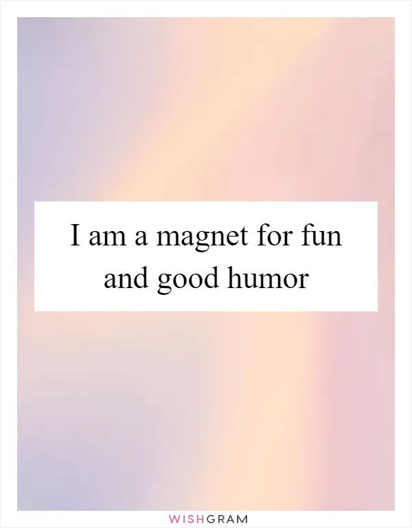 I am a magnet for fun and good humor
