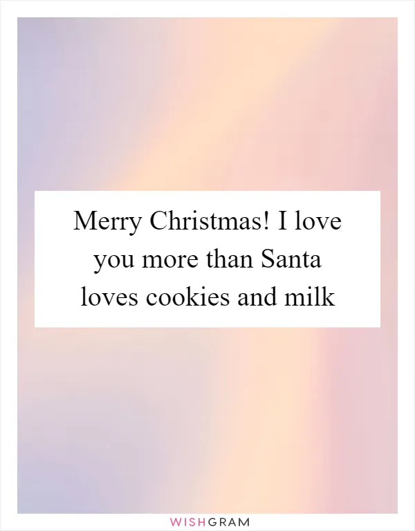 Merry Christmas! I love you more than Santa loves cookies and milk