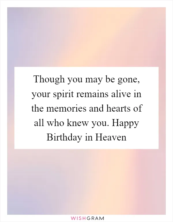 Though you may be gone, your spirit remains alive in the memories and hearts of all who knew you. Happy Birthday in Heaven