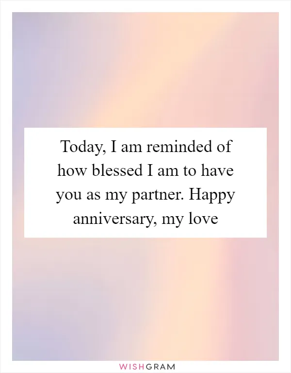 Today, I am reminded of how blessed I am to have you as my partner. Happy anniversary, my love
