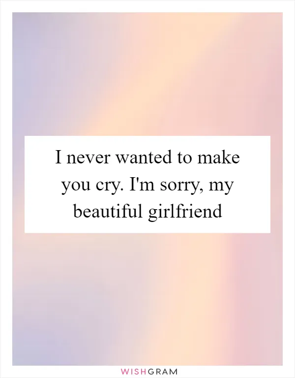 I never wanted to make you cry. I'm sorry, my beautiful girlfriend