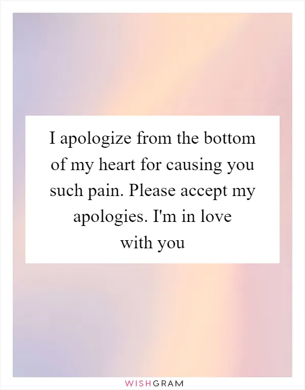 I apologize from the bottom of my heart for causing you such pain. Please accept my apologies. I'm in love with you