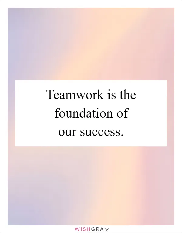 Teamwork is the foundation of our success