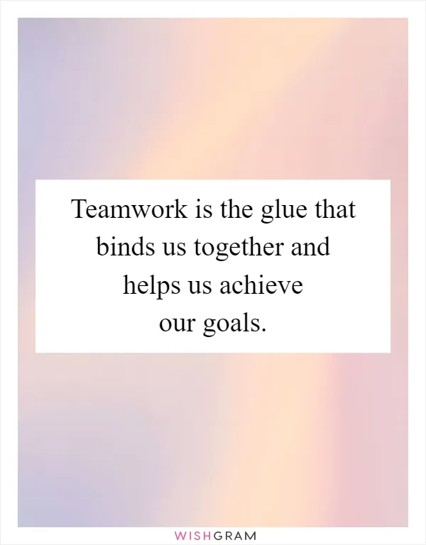 Teamwork is the glue that binds us together and helps us achieve our goals