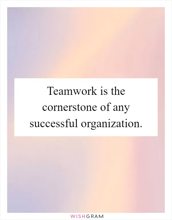 Teamwork is the cornerstone of any successful organization