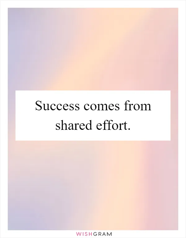 Success comes from shared effort