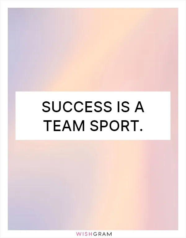 Success is a team sport