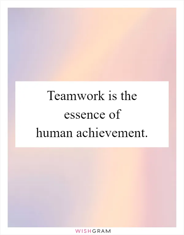 Teamwork is the essence of human achievement